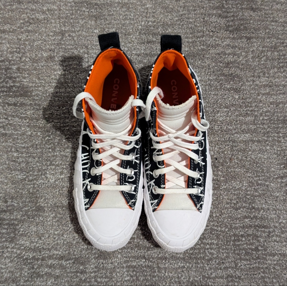 Converse Black White Orange Not A Chuck High Top Sneakers 5Y/Women's 6.5 - Picture 2 of 10